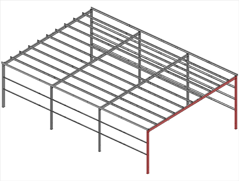 Single Slope Straight Column Clear Span